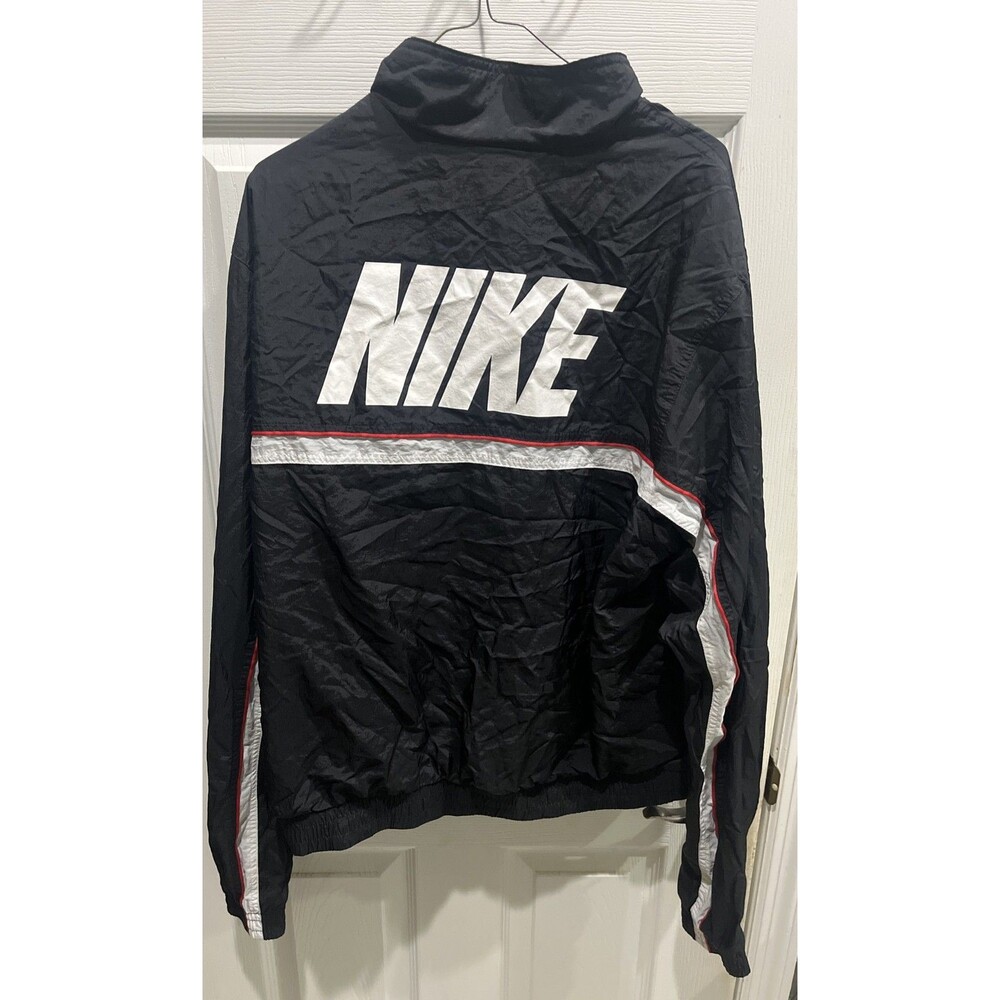Nike Full Zip Windbreaker Black Jacket Mens Medium VTG